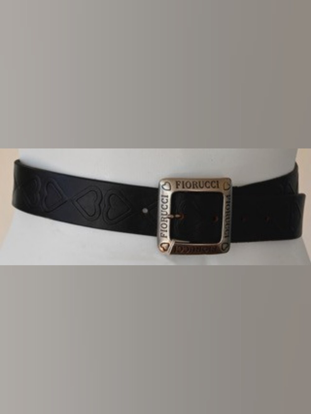 Fiorucci Black Leather Belt with Silver Buckle